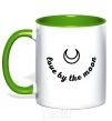 Mug with a colored handle Love by the moon kelly-green фото