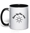 Mug with a colored handle Live by the sun steam room black фото