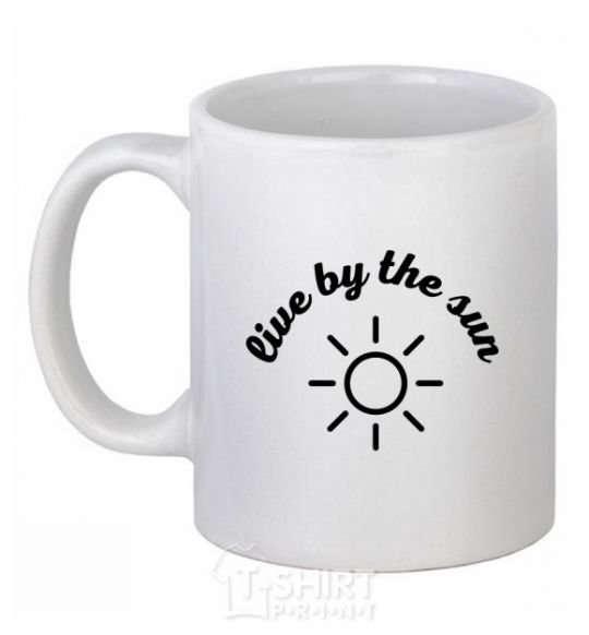 Ceramic mug Live by the sun steam room White фото