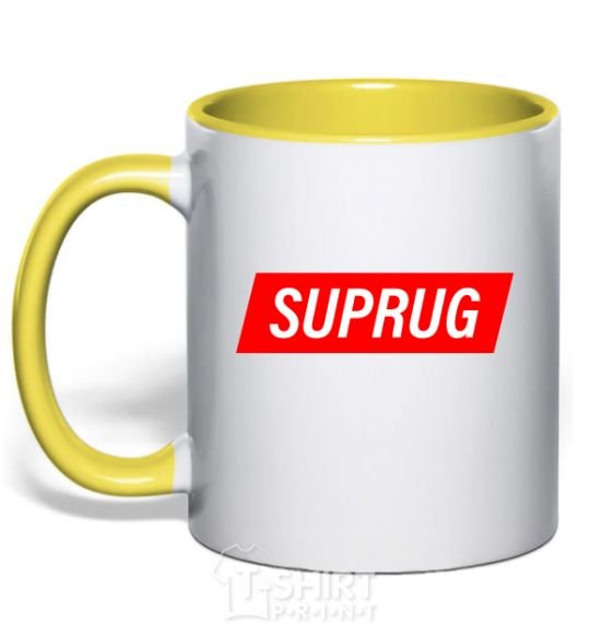 Mug with a colored handle SUPRUG yellow фото