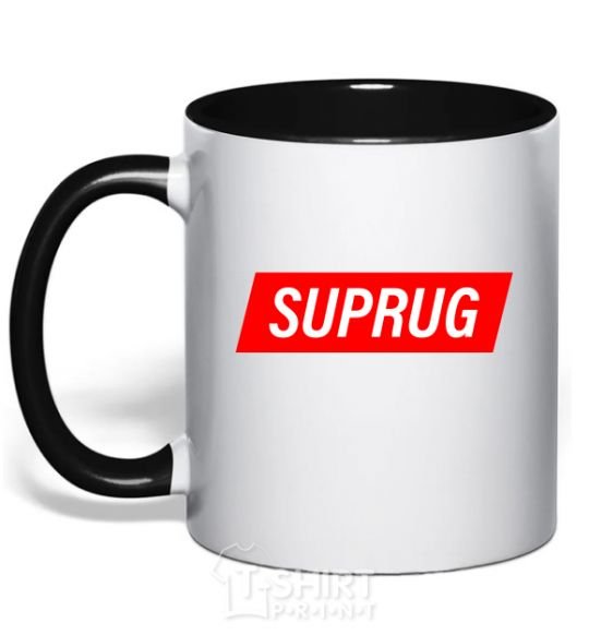 Mug with a colored handle SUPRUG black фото