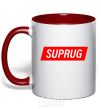 Mug with a colored handle SUPRUG red фото