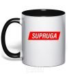 Mug with a colored handle SUPRUGA black фото