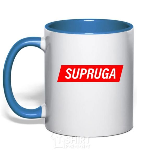 Mug with a colored handle SUPRUGA royal-blue фото