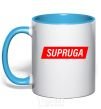 Mug with a colored handle SUPRUGA sky-blue фото