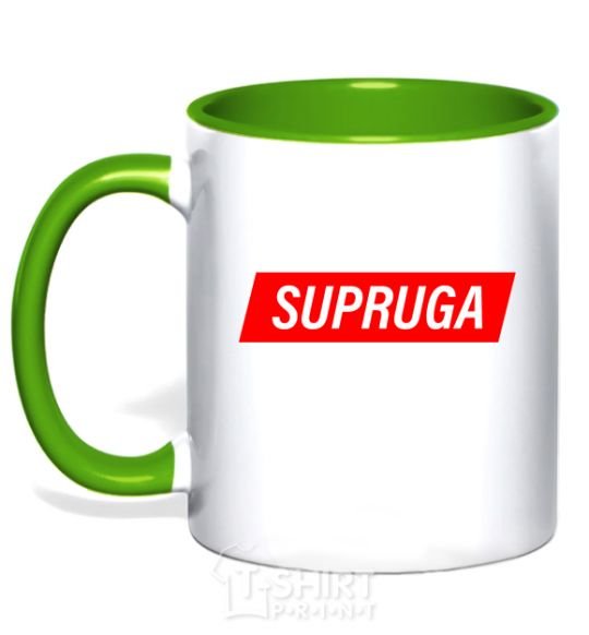 Mug with a colored handle SUPRUGA kelly-green фото