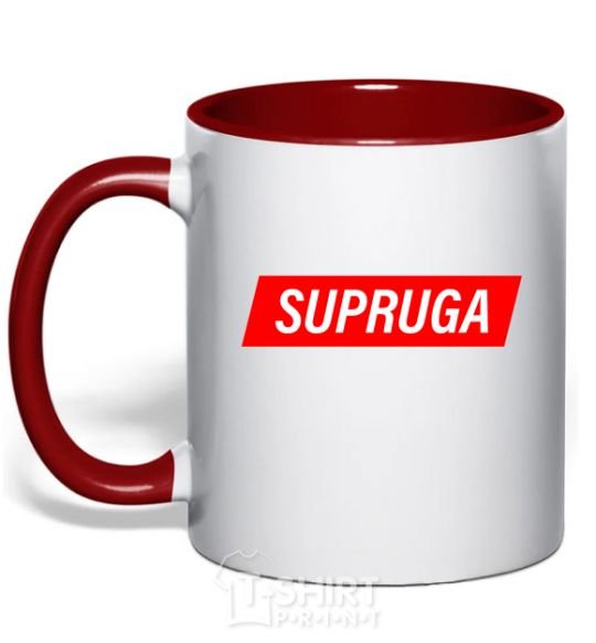 Mug with a colored handle SUPRUGA red фото