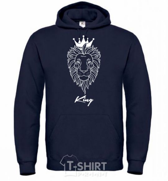 Men`s hoodie The lion is King King navy-blue фото