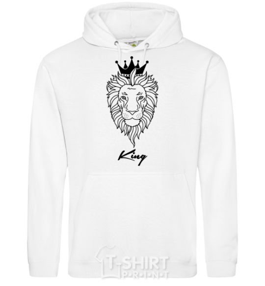 Men`s hoodie The lion is King King White фото