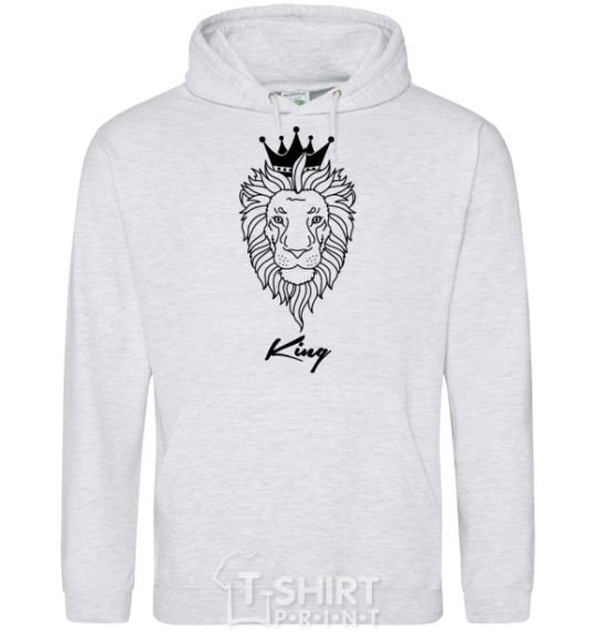 Men`s hoodie The lion is King King sport-grey фото