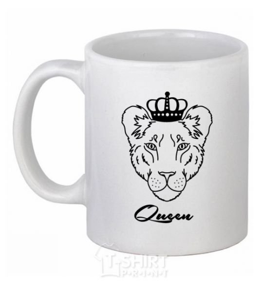 Чашка керамическая Львица королева Queen Белый фото