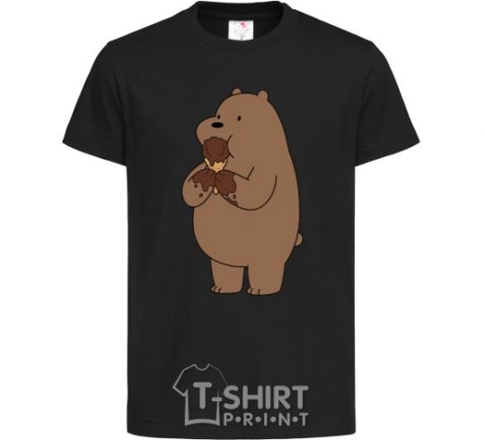 Детская футболка Мы обычные медведи гризли мишка мороженое Черный фото