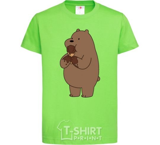 Детская футболка Мы обычные медведи гризли мишка мороженое Лаймовый фото