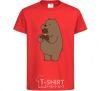 Детская футболка Мы обычные медведи гризли мишка мороженое Красный фото