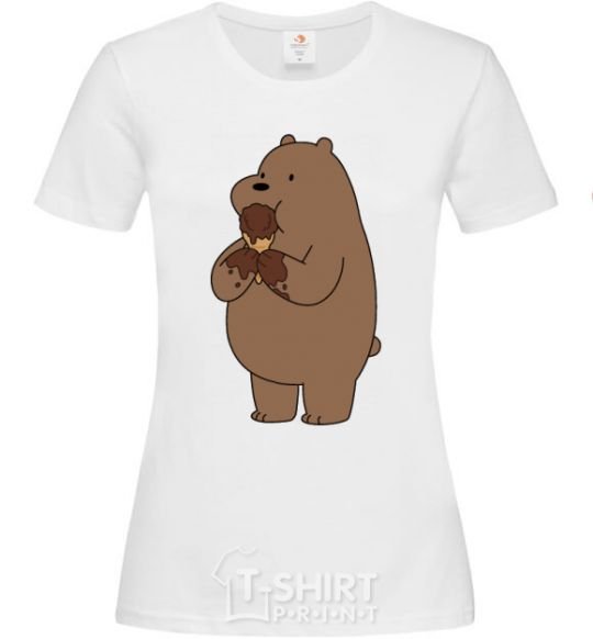 Женская футболка Мы обычные медведи гризли мишка мороженое Белый фото