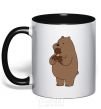 Чашка с цветной ручкой Мы обычные медведи гризли мишка мороженое Черный фото