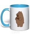 Mug with a colored handle We're regular grizzly bear ice cream bears sky-blue фото