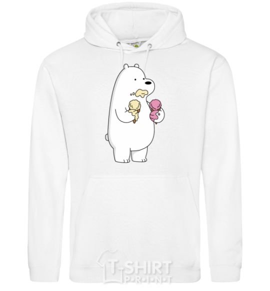 Men`s hoodie We're regular polar bear ice cream bears White фото