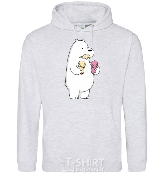 Men`s hoodie We're regular polar bear ice cream bears sport-grey фото