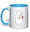 Mug with a colored handle We're regular polar bear ice cream bears sky-blue фото