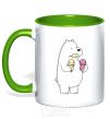 Mug with a colored handle We're regular polar bear ice cream bears kelly-green фото