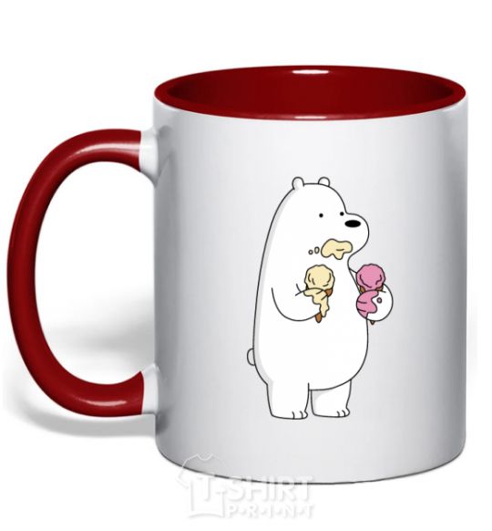 Mug with a colored handle We're regular polar bear ice cream bears red фото