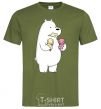 Мужская футболка Мы обычные медведи белый мишка мороженое Оливковый фото