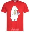 Мужская футболка Мы обычные медведи белый мишка мороженое Красный фото
