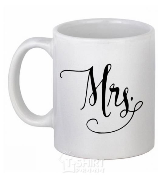 Ceramic mug Paired mrs monogram White фото