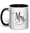 Mug with a colored handle Paired mrs monogram black фото