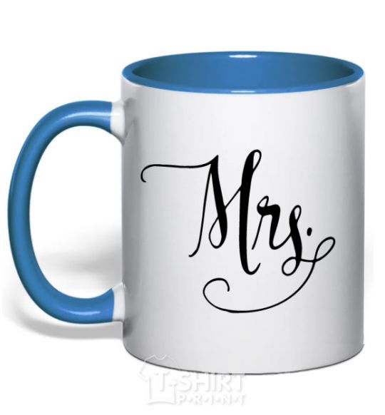 Mug with a colored handle Paired mrs monogram royal-blue фото