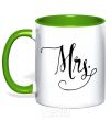 Mug with a colored handle Paired mrs monogram kelly-green фото