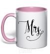 Mug with a colored handle Paired mrs monogram light-pink фото