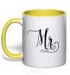 Mug with a colored handle Paired mr monogram yellow фото