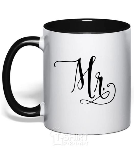 Mug with a colored handle Paired mr monogram black фото