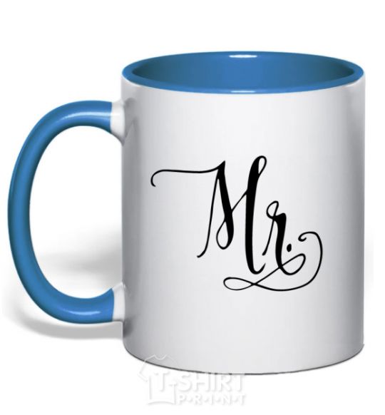 Mug with a colored handle Paired mr monogram royal-blue фото