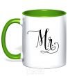 Mug with a colored handle Paired mr monogram kelly-green фото