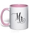 Mug with a colored handle Paired mr monogram light-pink фото