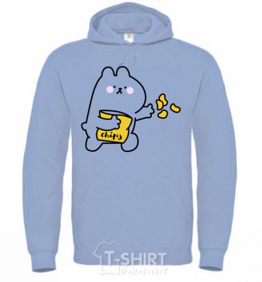 Men`s hoodie Steamed bunny chips sky-blue фото