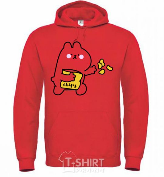 Men`s hoodie Steamed bunny chips bright-red фото