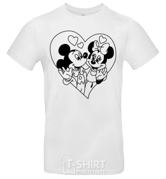 Men's T-Shirt Mickey Mouse is in love b&w White фото