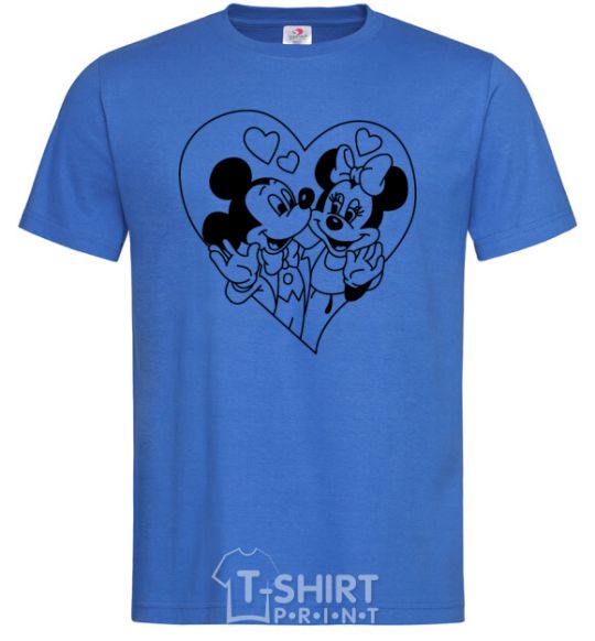 Men's T-Shirt Mickey Mouse is in love b&w royal-blue фото