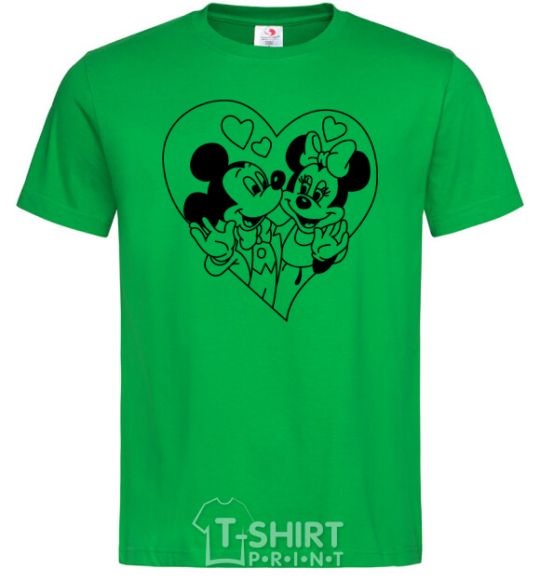 Men's T-Shirt Mickey Mouse is in love b&w kelly-green фото