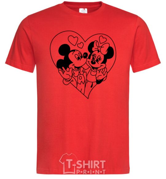 Men's T-Shirt Mickey Mouse is in love b&w red фото