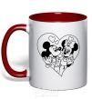 Mug with a colored handle Mickey Mouse is in love b&w red фото