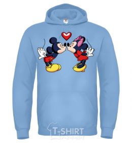 Men`s hoodie Mickey Mouse love sky-blue фото