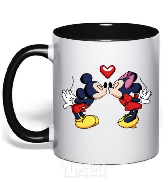 Mug with a colored handle Mickey Mouse love black фото