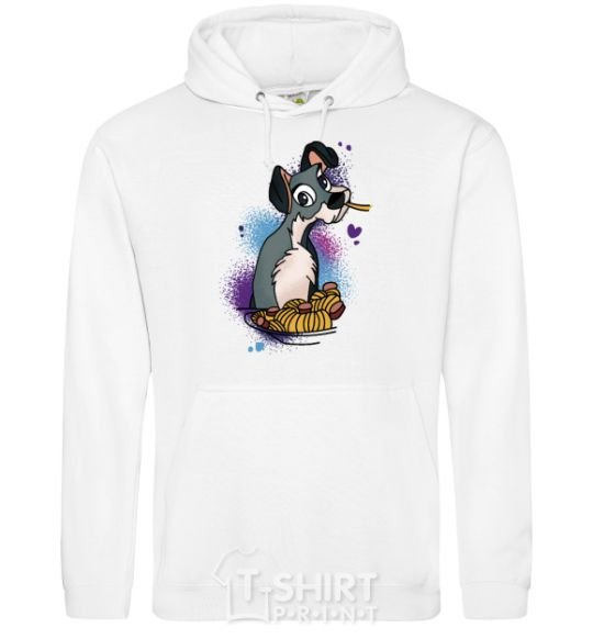 Men`s hoodie Dog Noodle Lady and the Tramp White фото