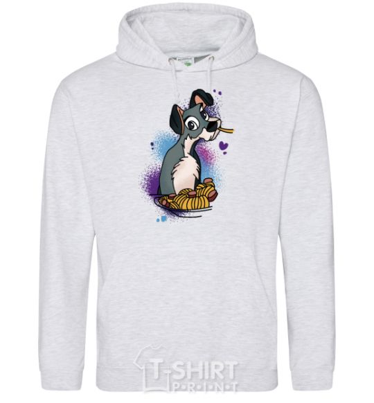 Men`s hoodie Dog Noodle Lady and the Tramp sport-grey фото