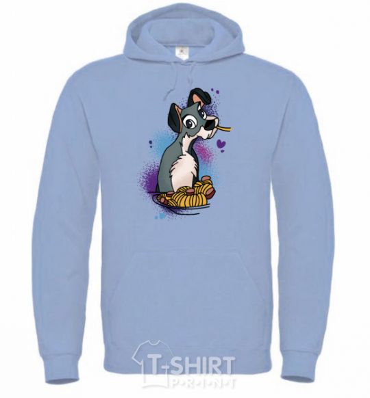 Men`s hoodie Dog Noodle Lady and the Tramp sky-blue фото